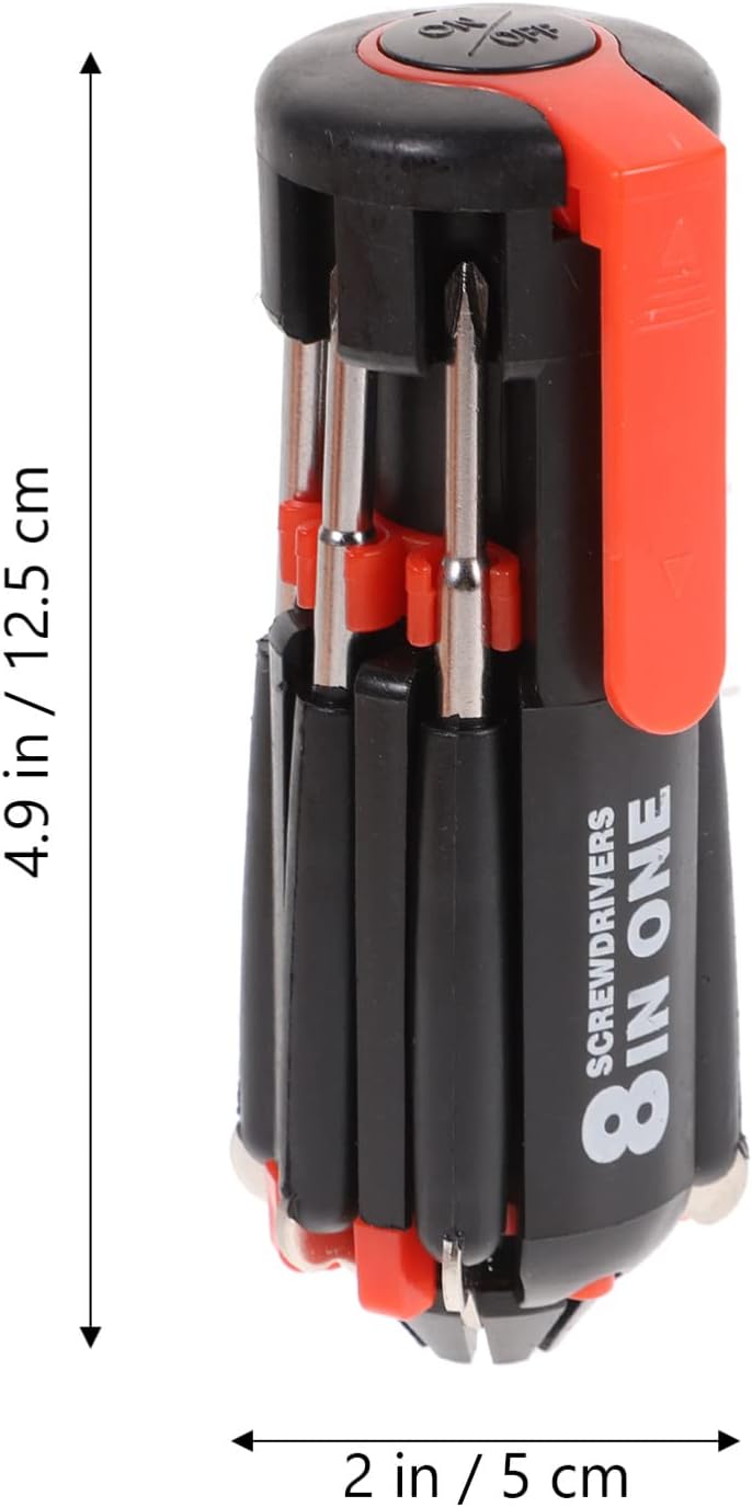 Angoily 8 in 1 Screwdriver General, Folding Pocket Screw Driver with LED Lights, Multi Functional Screwdriver Tool Set for Household, Auto, Professional Gadgets Repair Tool (Wihout Battery)