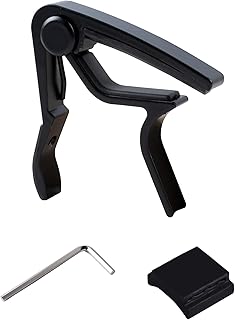 FBBULES Guitar Capo for Beginners, 3 PCS Guitar Accessories Kit Black Capo with Guitar Wrench and Guitar Pick Holder for Acoustic Guitar, Electronic Guitar, Bass, Violin, Ukulele(Set 1)