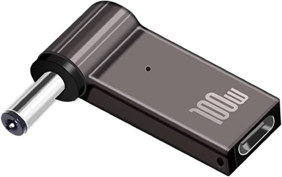أنثى USB C إلى DC 5.5 mm &times; 2.1 mm محول الذكور للكمبيوتر المحمول، 20 V USB نوع C الإدخال إلى DC5521 محول الطاقة حتى 100 W، العمل مع PD شاحن/PD بنك الطاقة و ج إلى ج كابل 90 درجة