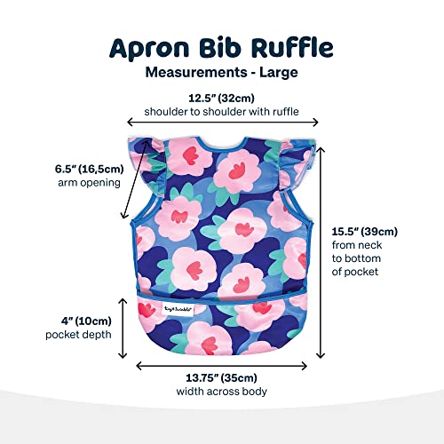Tiny Twinkle Mess Proof Baby Bib - Waterproof Baby Apron - Machine Washable - Pvc, Bpa, & Phthalate Free - Great Travel Bib For Baby Eating - Baby Food Bibs (Floral Blue, Large 2-4 Years) #TOP4