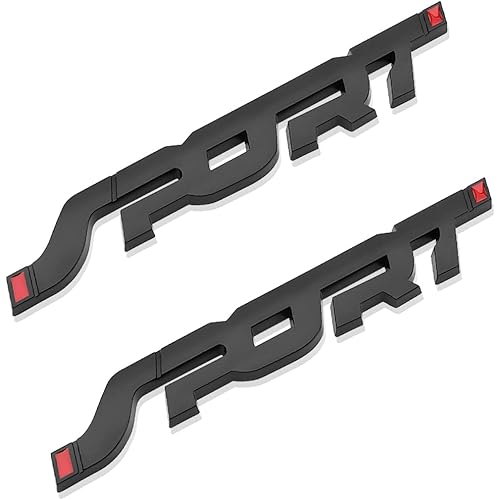 2PCS 3D Metal Car Sport Sticker, Car Side Fender Rear Trunk Emblem Badge Decals, Auto Tailgate Sport Logo Decoration Accessories, Compatible for All Truck SUV Pickup Models (Black)