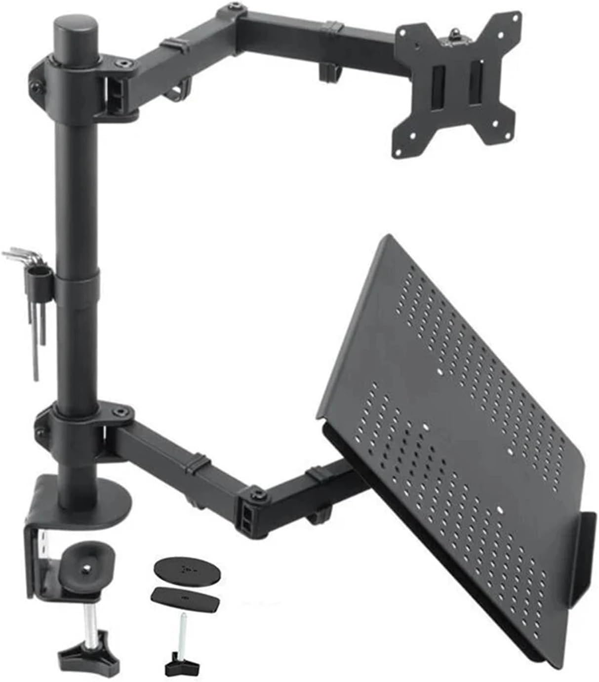 Monitor and Stand Adjustable Arm with Tray Dual for 17-23 Inch Monitors
