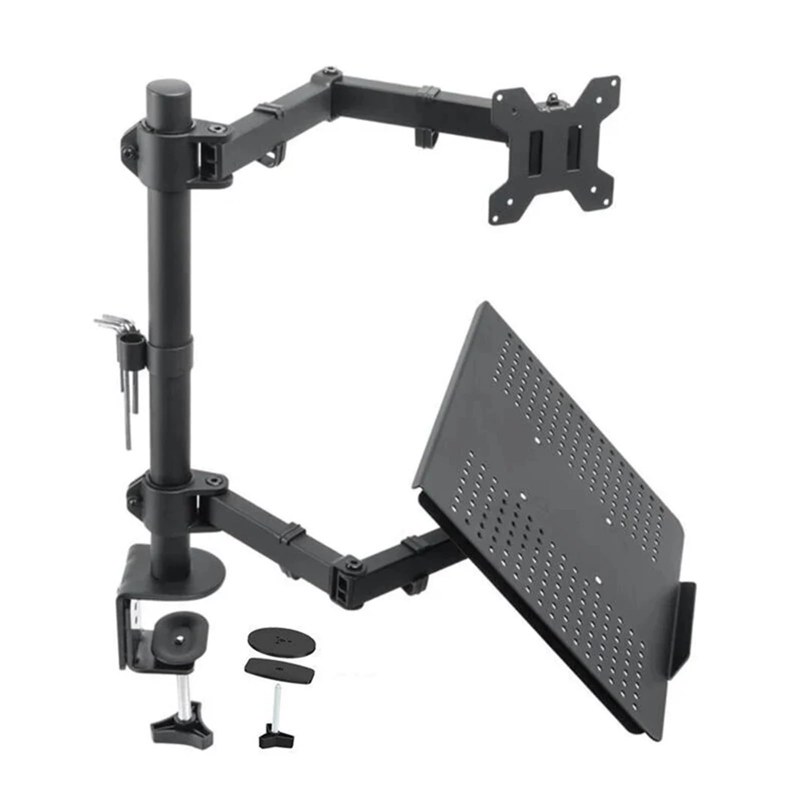 TKJfdTY Monitor And Stand Adjustable Monitor Arm With Tray Monitor Dual Arm Stand For 17-23 Inch Monitors