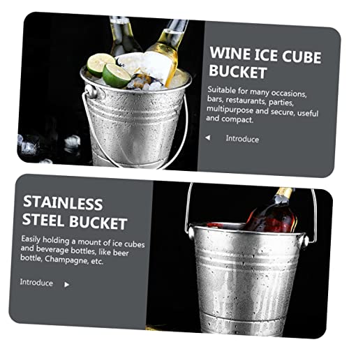 Ciieeo 1 Conjunto De Balde De Gelo De Aço Inoxidável Banheira De Metal Para Bebidas Balde De Gelo Is