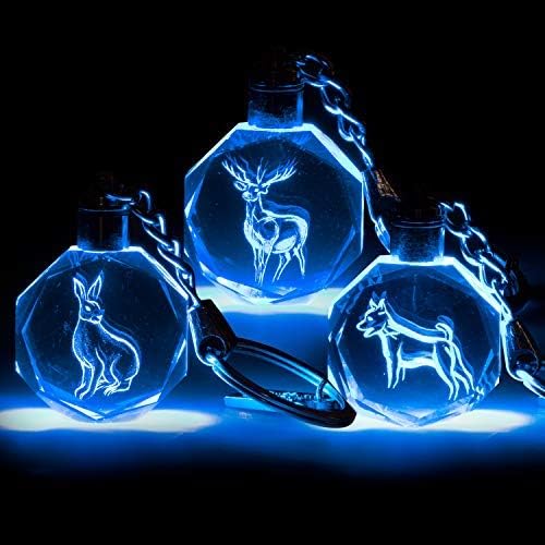Miniatura 2 de Harry Potter Patronus - Caja ciega coleccionable con llavero misterioso, recibe 1 de 8 llaveros de cristal Patronus con luz LED azul, colecciona los