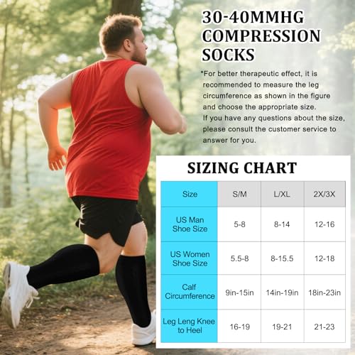 Image of Graduated Medical Compression Socks for Women&Men 20-30mmhg Knee High Sock