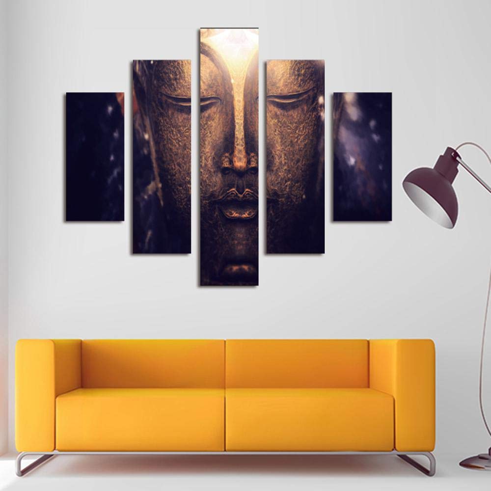 Peinture Bouddha Doré 5 pièces pour infuser la sérénité et l'éveil chez soi