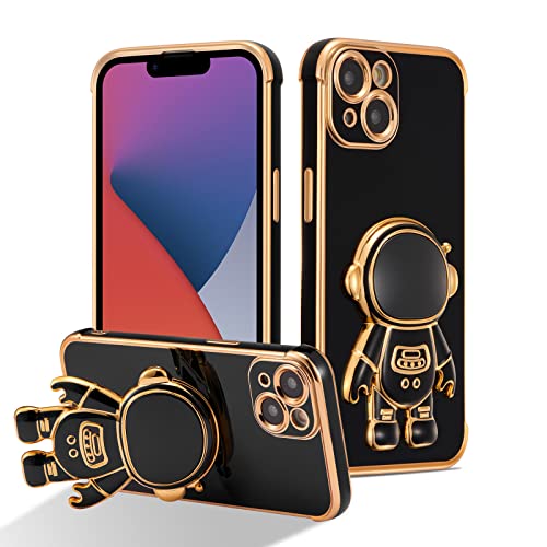 Etui protection antichoc iPhone 14 silicone housse noire space man