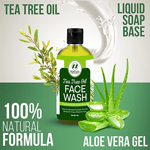 Tea Tree Oil Face Wash, 4Oz – Tea Tree Soap Natural Skin Cleanser – Pure Essential Oil Infused Skincare Cleansing Face Soap, Made In Usa #TOP4