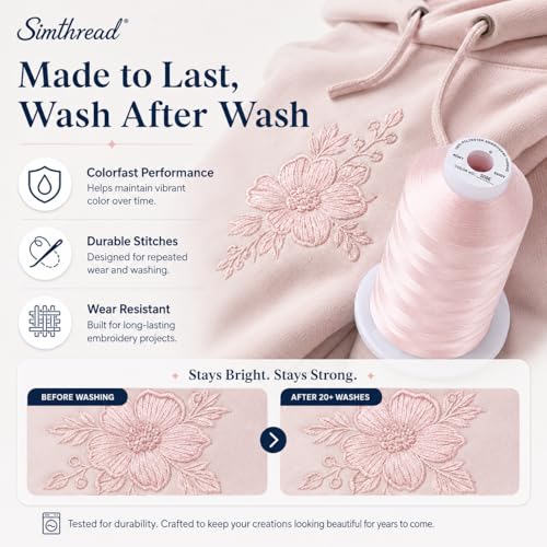 Image of Simthread 5000M 40WT Polyester Embroidery Thread, Light Peach Pink S086 | 5000M 40WT polyester thread feeds smoothly for machine embroidery, monograms, logos, patches and quilting.