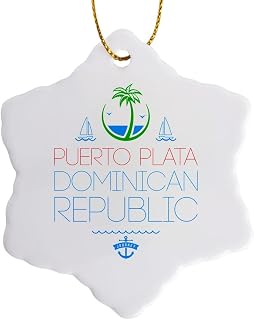 3dRose Snowflake Ornament - Puerto Plata, Dominican Republic City. Summer Journey - 3-inches (ORN_312472_1)