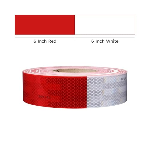 Miniatura 2 de Rollo de 2 pulgadas x 15 pies 3M Cinta de seguridad reflectante de grado de diamante 983-326, cinta de visibilidad rojablanca para remolques,