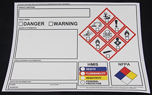 New GHS Chemical Label OSHA HMIS NFPA Diamond Label Safety Sign 8.5