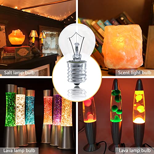 Sevici Lava Lamp Bulb 40W, 120V, E17 Middle Base 6 Packs, 14.5-Inch/20Oz Lava Lamp Original Replacement Bulb, S11 Bulb, 2700K Dimmable Warm White Light, 40W Incandescent Bulb, Flash Lamp For Lava Lamp #TOP7