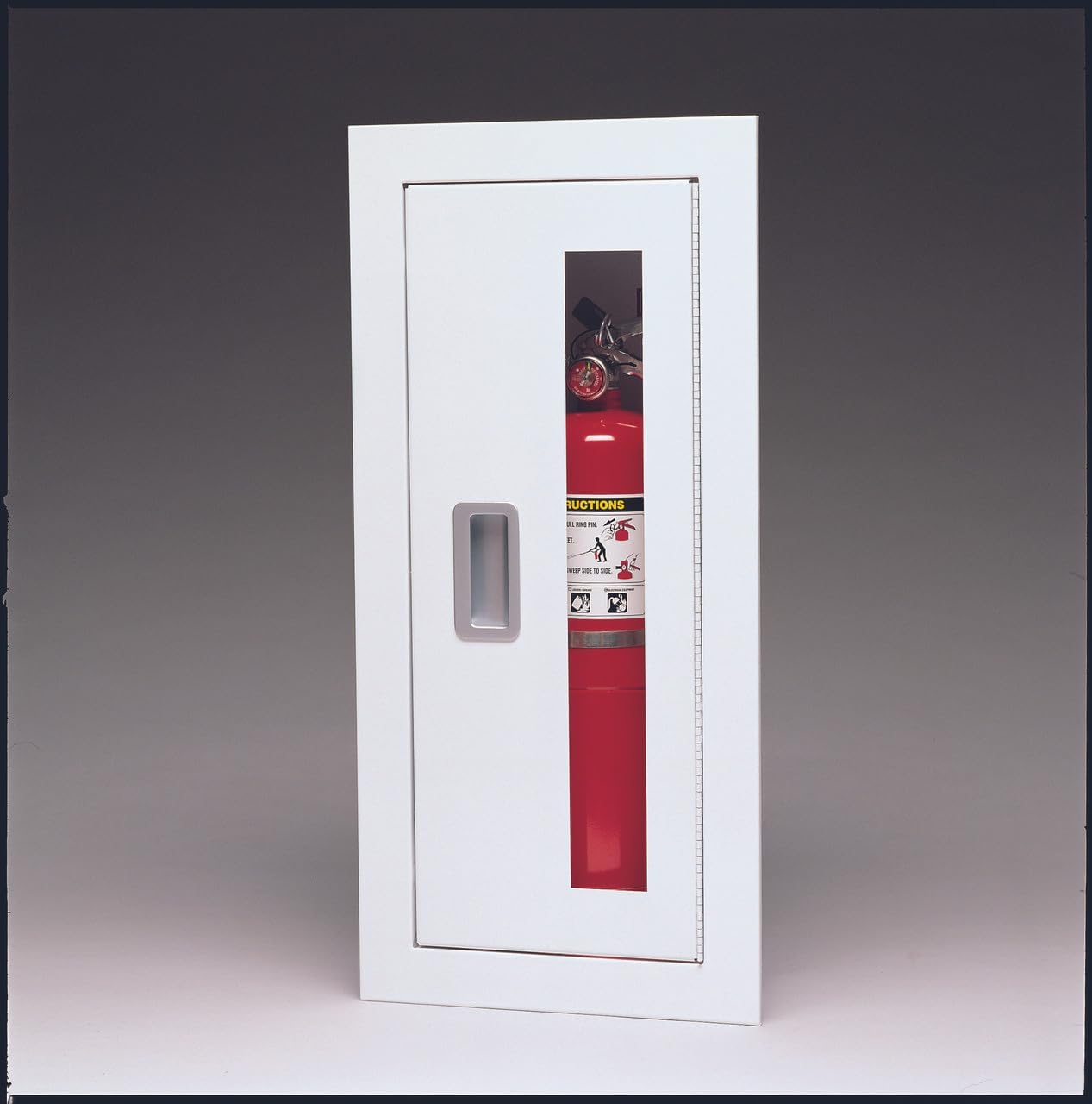 Larsens 24096R - Vertical Duo with Recessed Handle 2-1/2 in. Trim Architectural Semi Recessed Fire Extinguisher Cabinet