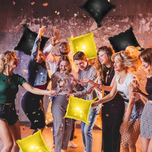 Image of Metallic Gold and Black Double Sided Square Foil Balloons Wall,19 Inches Chrome Foil Balloons Tunnel Arch Kit for Bachelorette, Anniversary, New Year,2026 Graduation,Birthday Party Decorations