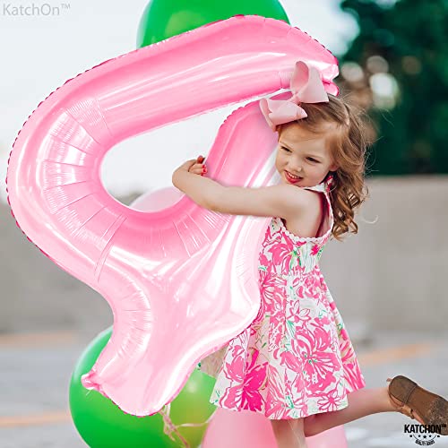 Image of KatchOn, Pink Giant Light Number 4 Balloon - 40 Inch, 4th Birthday Decorations Girl