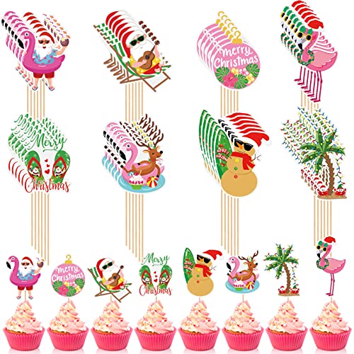 Tatuo 48 Pcs Luau Summer Christmas Cupcake Toppers...