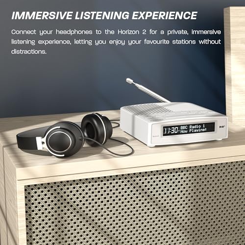 DAB/DAB+ & FM Bedside Digital Radio | Dual Alarms & Sleep Timer | USB Device Charging | Mains Powered | Bluetooth | Perfect for the Bedroom | AZATOM Horizon 2 (White) - 6