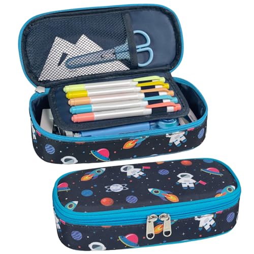 Image of Bagseri Pencil Case for Boys - Large Kids Pencil Pouch for School | Kids Pencil Case Wide Open, Boys Pen Bag with Multi-Slot, Cute Water Resistent Organizer for Stationery, Black Dinosaur