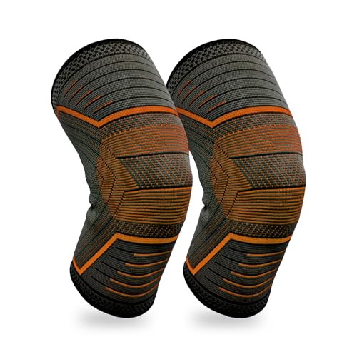 KONEX Knee Support for Men Knee Sleeves Braces Pair for Sports, Workout, Pain Relief, Knee Cap Compression Support, Exercise, Running, Cycling (Orange, Large) (B0DDCJ1MSR) Amazon Price History, Amazon Price Tracker