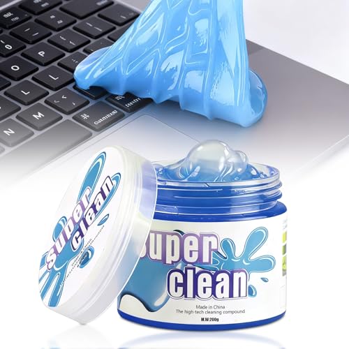 Frutilexia Gel de Limpieza para Teclado, Gel Limpiador para Coches, Masilla de Limpieza de Coche, Reutilizables, Limpiador Universal de Polvo para el Interior del Coche, Tableta, Portátil, 200g, Azul