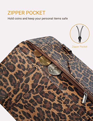 image for Mymazn Server Book for Waitress Book with Zipper Pocket, 5x9 Leopard M