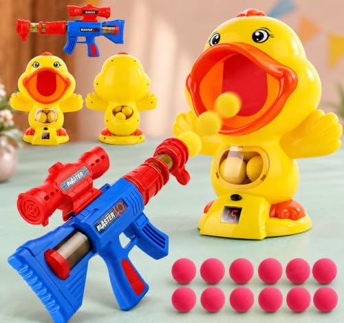 Image of Zest 4 Toyz Kids Shooting Target Game Toy with Duck Design Blaster Guns Soft Foam Balls with Electronic Target with LCD Score Record Sound 12 Soft Foam Balls Toys for Kids 3-10 Years Old (Yellow)