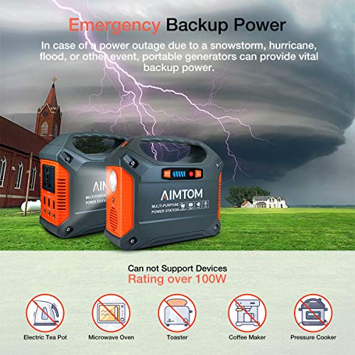 Aimtom 42000Mah 155Wh Power Station, Emergency Backup Power Supply With Flashlights (Solar Panel Optional), For Camping, Home, Cpap, Travel, Outdoor (110V/ 100W Ac Outlet, 3X 12V Dc, 3X Usb Output) #TOP4