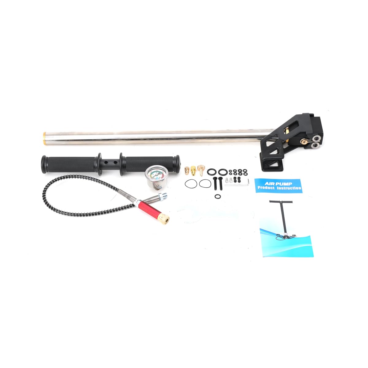 Pompa Manuale per PCP, 3 Stadi Pompa a Mano Pompa ad Aria Compressa 4500PSI ad Alta Pressione, Fucile ad Aria con Manometro, Acciaio Inox per Pistole ad Aria Compressa, Bombola Subacquea‌