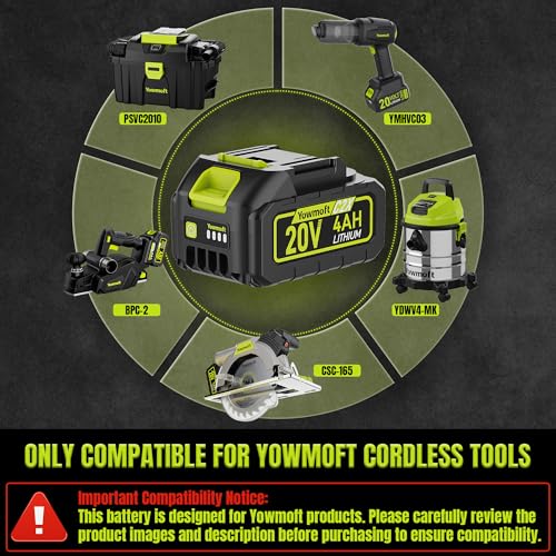 Image of 20V 4.0Ah Lithium-ion Battery Pack Only Compatible 20V Cordless Power Tool Cordless Circular Saw /Cordless Planer /CVC2010 /YMCSV-YM /YMHVCO3