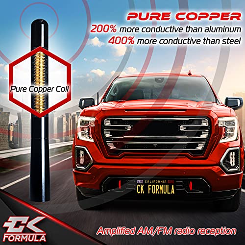 Ck Formula 4.7” Black Car Antenna - Carbon Fiber Screw Type Automotive Antenna Replacement, Am/Fm Radio Compatibility, Aluminum And Internal Copper Coils, Car Wash Safe, Universal Fit, 1 Piece #TOP3