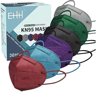KN95 Face Masks, 30 Packs Individually Wrapped 5-ply Colored KN95 Mask for Women Men Adult, Breathable & Comfortable Mask Disposable with Adjustable Ear Loops, 5 Layers Filter Efficiency≥95%