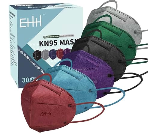 Kn95 Face Masks, 30 Packs Individually Wrapped 5-Ply Colored Kn95 Mask For Women Men Adult, Breathable & Comfortable Mask Disposable With Adjustable Ear Loops, 5 Layers Filter Efficiency≥95% #TOP2