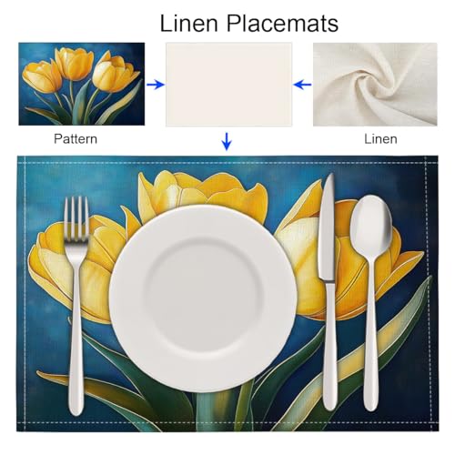 Set de table résistant à la chaleur en lin de coton premium - 6