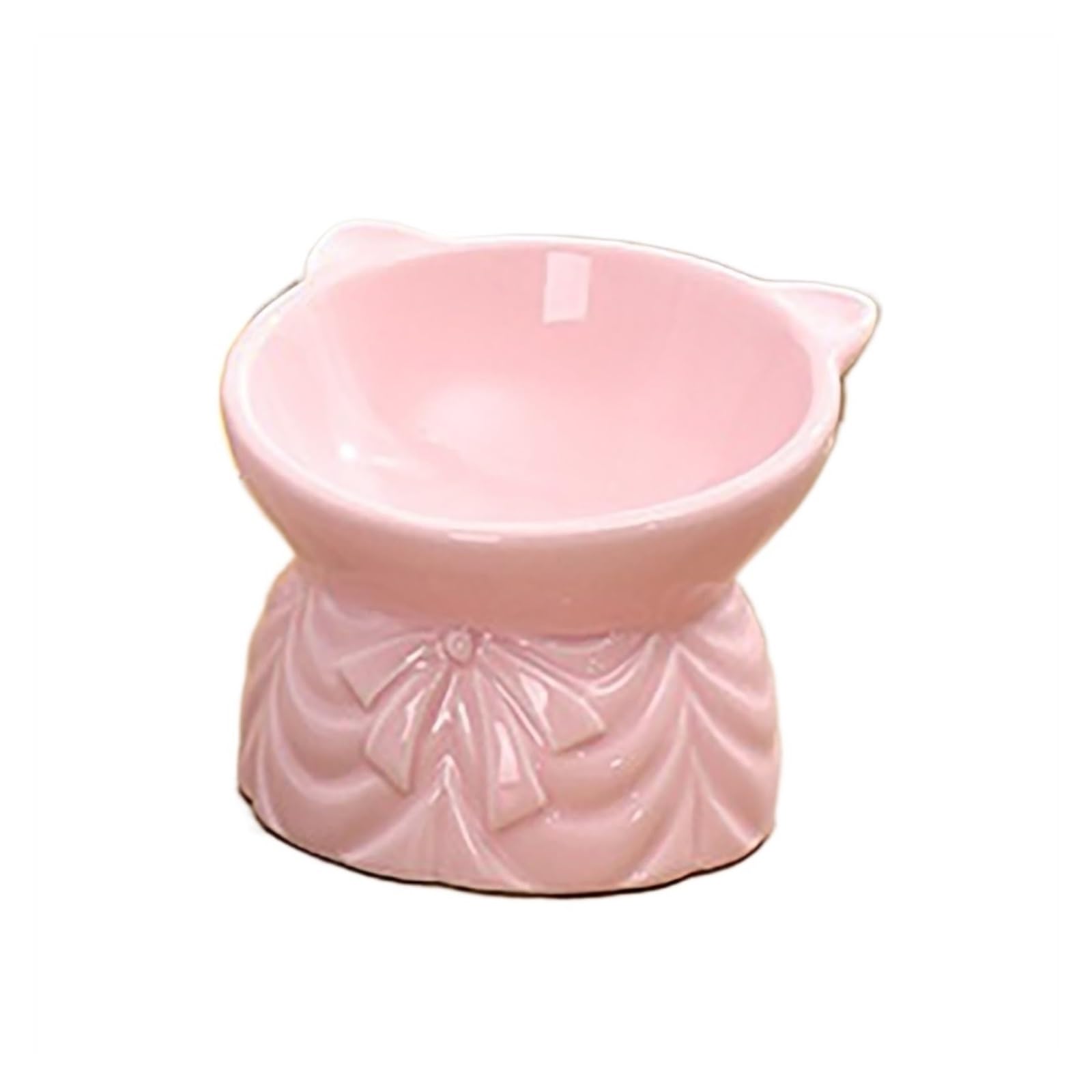YLWX Oblique Mouth Cat Bowls Elevated Tilted Neck Guard Ceramic Cat Bowl Tall Cat Bowl Slanted Dog Bowl Anti Vomit Cat Bowls For Indoor Cats Anti-black Chin (Color : Pink, Size : Dress)