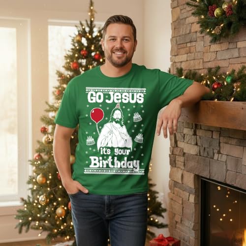Tstars Go Jesus It'S Your Birthday Shirt Men Funny Ugly Christmas Tee | Soft Cotton Funny Tee; Great For Christmas, Ugly Sweater Party, Christian Holiday, Festive Xmas Men Gift 2 Tstars Go Jesus It'S Your Birthday Shirt Men Funny Ugly Christmas Tee | Soft Cotton Funny Tee; Great For Christmas, Ugly Sweater Party, Christian Holiday, Festive Xmas Men Gift - Image 3