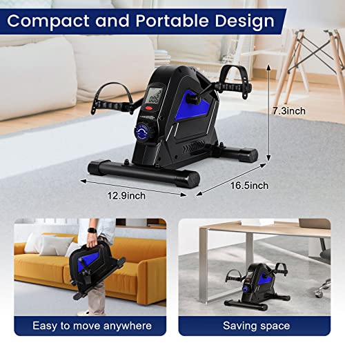 Image of Under Desk Bike Pedal Exerciser, Himaly Mini Exercise Bike with Magnetic Resistance, Portable Peddler Foot Cycle for Arm & Leg with LCD Screen Display