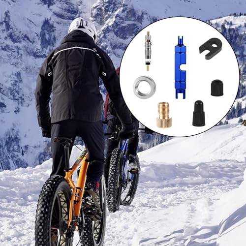 Image of Tinoaly Valve Core Repair Kit, Includes Brass Valve Cores, Caps, Removal Tools, Wrenches, Converters & Nuts, Bike Tire Rebuild Kit Compatible with Presta & Schrader for MTB, Road Bikes, Car Tires