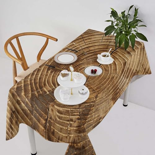Nappe texturée à grain de bois en lin lavable, idéale pour intérieur et extérieur - 3