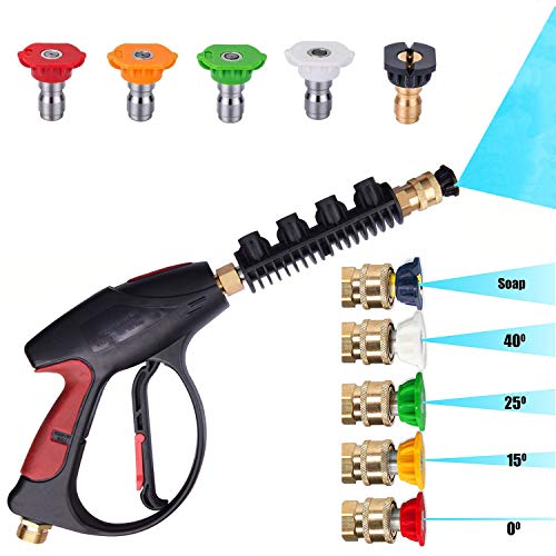 KARCLIN 8609097 3000 PSI High Pressure Washer Gun Water Jet Car Wash Gun,M22 Thread, with 5-Color Pressure Water Washer Nozzles