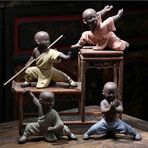 Juego de 4 Estatuas de Buda de Cerámica 4.7 in Altura miniatura 2