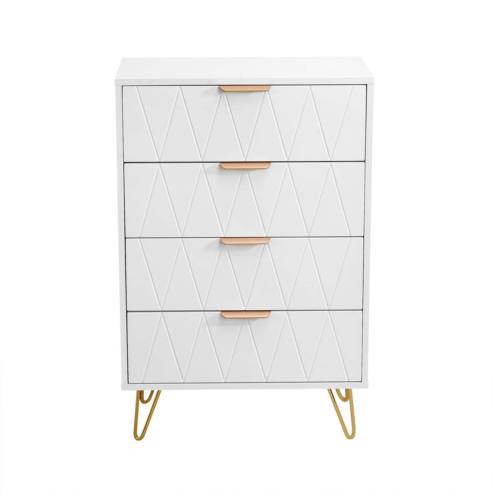 Commode 4 Tiroirs 60cm, Commode pour Chambre à Coucher, Enfant, Salon ou Couloir, Moderne Tiroirs Meuble de Rangement, 60x34x90 cm, Blanc
