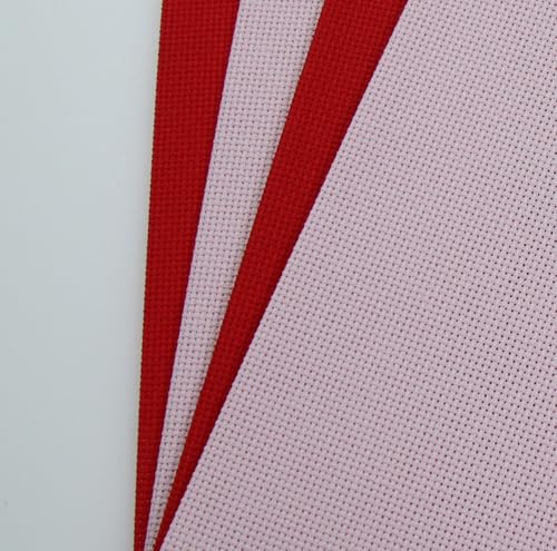 Image of KCS 4 /6 pc of 12 inch x 18 inch(30cmx45cm) 18CT Counted Cotton Aida Cloth Cross Stitch Fabric (4 pc, Pink+Red)
