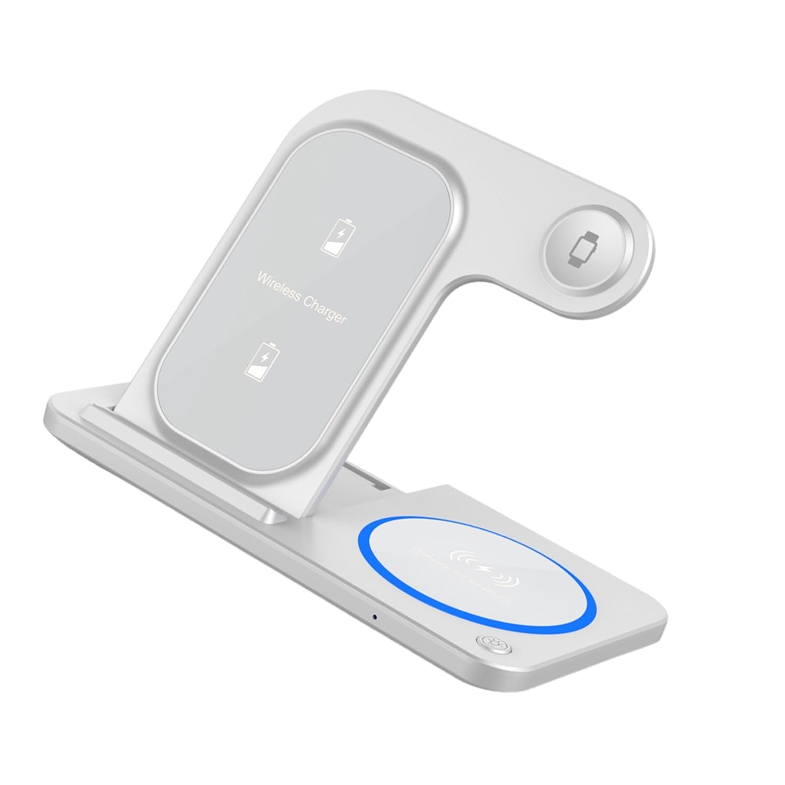Supporto 3 in 1 molto sottile per wireless con tecnologia a doppia bobina, veloce e sicuro per smartphone, smartwatch, utilizzare telefoni pieghevoli, caricabatterie