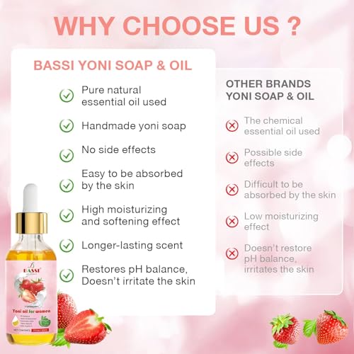 Image of Feminine Wash & Yoni Oil & Yoni Soap Set for Women, Yoni Wash for Vaginal Ph Balance Remove Odor Moisturizing, 5.07 Feminine Wash & 2 Fl.Oz Organic Essential Oil & 3.53oz Feminine Care Soap Strawberry