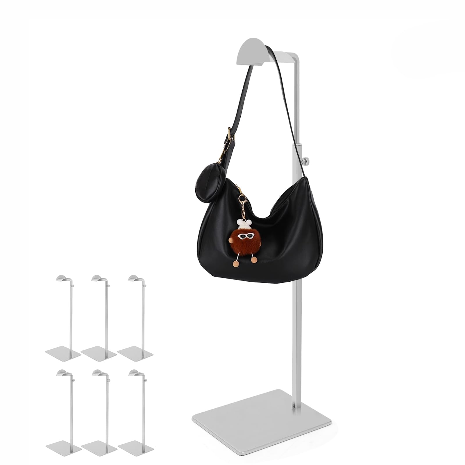 6pcs espositore per borsa in titanio, supporto per borsa regolabile in altezza 40-66 cm con finitura a specchio lucidata, borsa espositore per bancone, negozio ed esposizione
