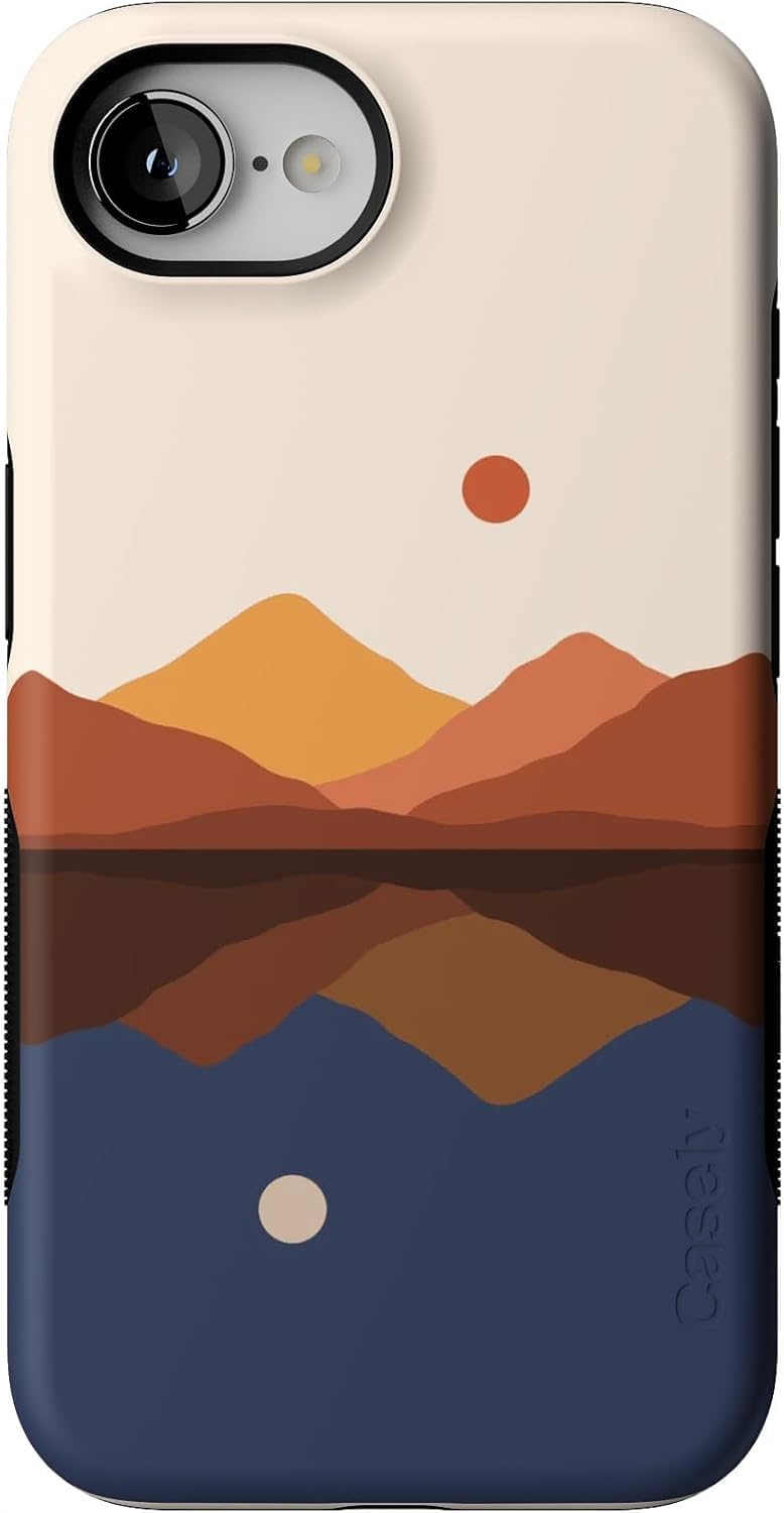 Casely iPhone 16e Case | Opposites Attract | Day & Night Colorblock Mountains | Compatible with MagSafe | Bold Protective Design
