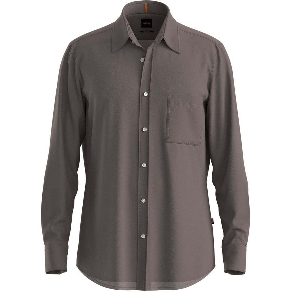 Boss Beige Relegant 6 Linen Long Sleeve Shirt - Open - X-Large