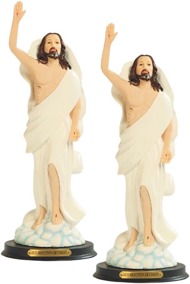 ICE ARMOR 2-PC Gift Set 12" H Resurrection of Jesus Holy Figurine Statue Ornament Home Room Office Decor Ideas for Housewarming, Holidays and Birthdays